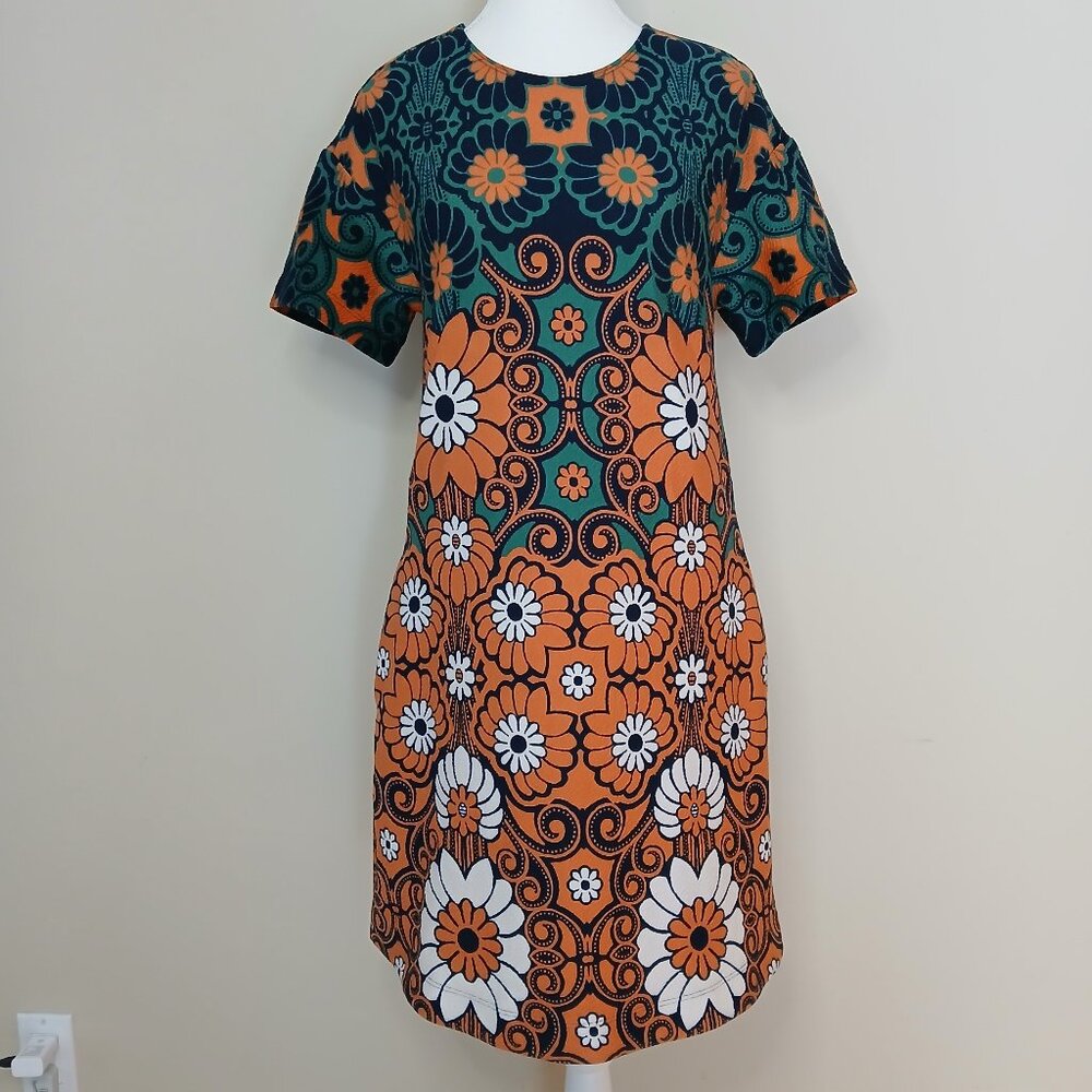 Anthropologie Maeve Floral 70's Inspired Shift Mini Dress Size Small